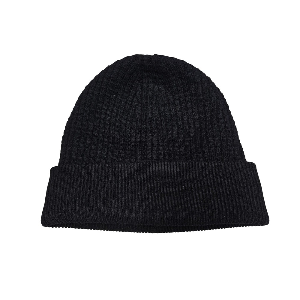 Everlane Beanie Unisex OS Black Wool Blend Ribbed Cuff Sustainable Winter Hat